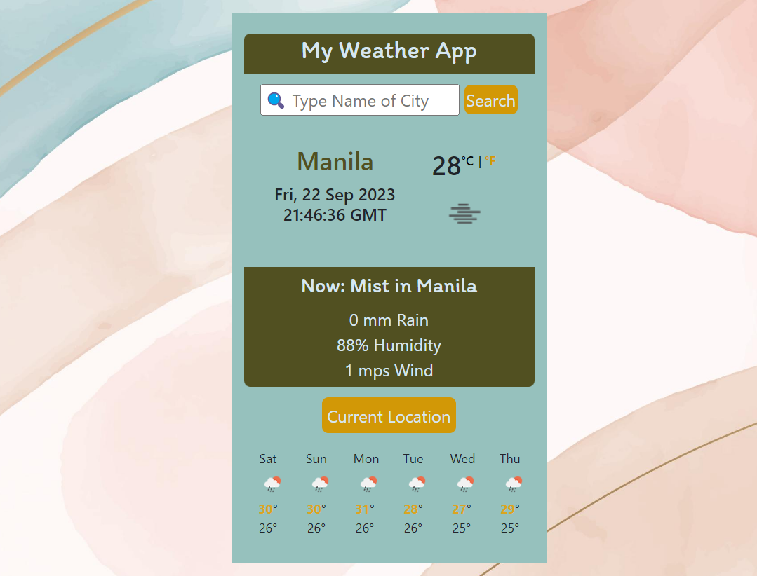 An app showing the different weather forecasts for the cities in the world